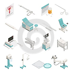 Gynecology Isometric Icons Set photo