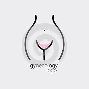 Gynecology logo. Female silhouette symbolizes health childbirth and fullness. Use as logo clinic or medicament