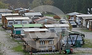 Gypsies gypsy camp on the outskirts