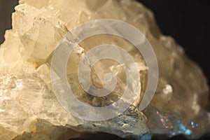Gypsum lamellar habit or lamellar crystals of gypsum rock specimen from mining and quarrying industries. Gypsum is a soft sulfate