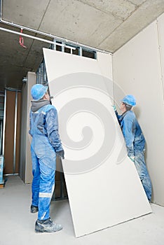 Gypsum plaster board walling installation photo