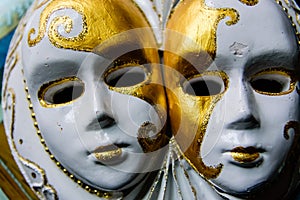 Gypsum sculpture of the venecian masks