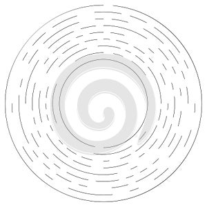 Gyrate, rotating segmented lines circular element