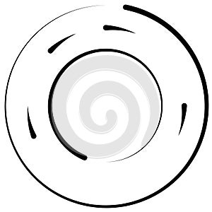 Gyrate, rotating segmented lines circular element
