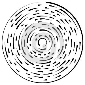 Gyrate, rotating segmented lines circular element