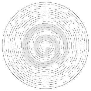 Gyrate, rotating segmented lines circular element