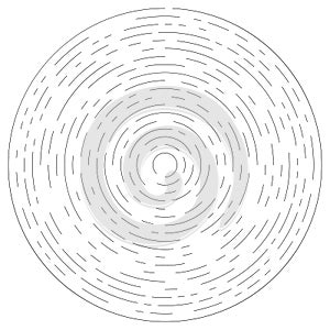 Gyrate, rotating segmented lines circular element