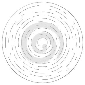 Gyrate, rotating segmented lines circular element