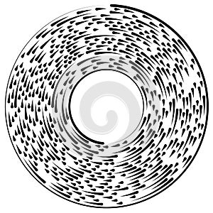 Gyrate, rotating segmented lines circular element