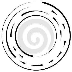 Gyrate, rotating segmented lines circular element