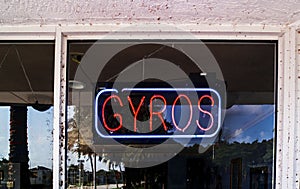 Gyro Neon Sign in Red and Blue Colors