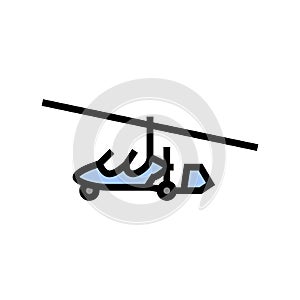 gyroplane airplane aircraft color icon vector illustration
