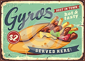 Gyros vintage metal sign advertisement