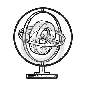 Gyroscope sketch raster illustration