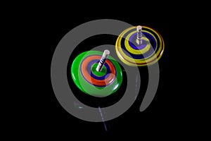 Gyroscopes toy on black background