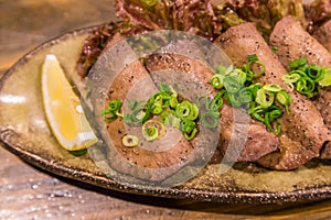 Gyutan - Japanese style grilled beef tongue.