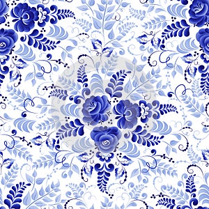 Gzhel pattern on white background