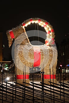 GÃÂ¤vle goat is a big Christmas goat of straw