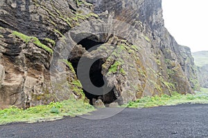GÃÂ­gjagjÃÂ¡ entrance also known as Yoda cave, HjÃÂ¶rleifshÃÂ¶fÃÂ°i, on Iceland\'s South coast photo