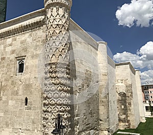Southwest corner column of GÃÂ¶k Madrasa in Sivas photo