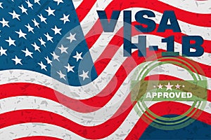 H-1b Visa USA banner, Non-Immigration specialist visa for foreign workers in the specialty.