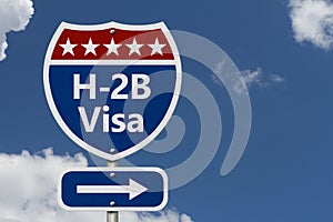 H2b Visa highway sign with arrow