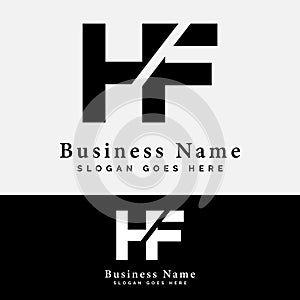 H, F, HF letter Logo Design. Alphabet HF initial logo vector Illustration