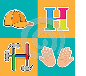 H Letter Flashcard Vector