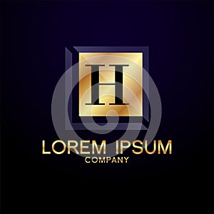 H Letter Alphabet Gold Premium Logo