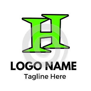 H Letter Green Colour Logo Vector.