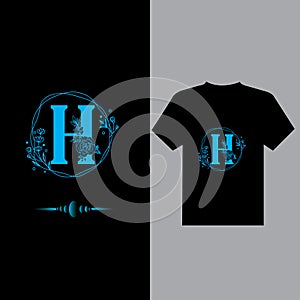 H letter logo design ,H logo design t-shirt,creative logo design H,H letter design on black t-shirt
