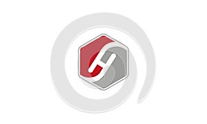 H Letter logo with polygon shape photo