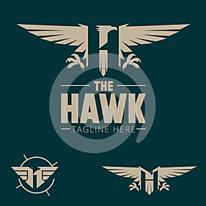 H logo. letter based Hawk bird theme vector