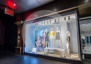 H & M Hennes & Mauritz fashion clothing and accessories retail store, the image shows shopfront at Pitt Street Mall Sydney.