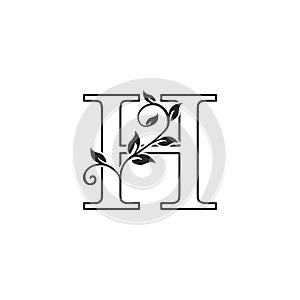 H Nature Floral initial letter logo icon. Monogram luxury floral leaves with letter logo icon for luxuries business identity