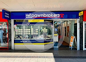 H and T Pawnbrokers shop in Chelmsford town center, Essex, UK