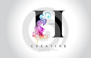 H Vibrant Creative Leter Logo Design with Colorful Smoke Ink Flo photo