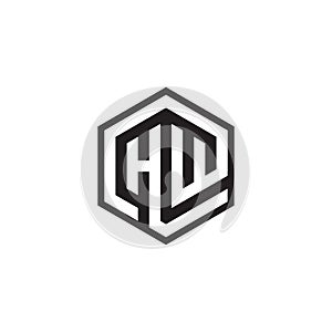 H W hexagon letter logo design concept