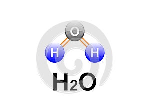 H2O covalent Bonding . Water Formula diagram design for chemistry Labs