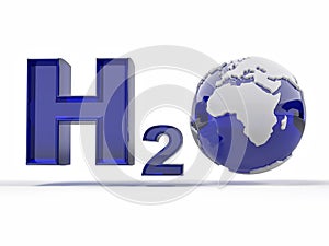 H2O. Formula of water. photo