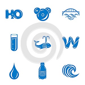 H2O icons set, simple style