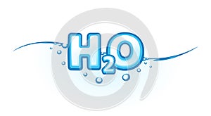 H2O illustration. Chemical formula of water