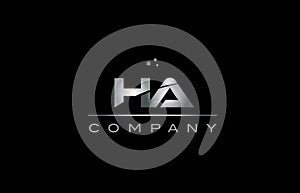 ha h a silver grey metal metallic alphabet letter logo icon tem