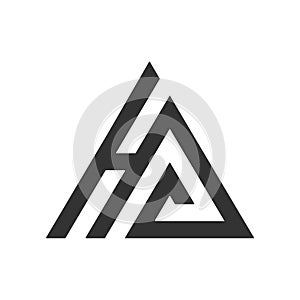 HA letters logo monogram icon design. HA logo black color logo. AH logo design photo