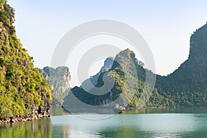 Ha Long bay and green mountains