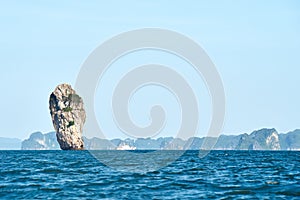 Ha long Bay, Vietnam - June 10, 2019: Boat in Ha Long Bay,Vietnam. tourist attractions very popular in northern Vietnam.