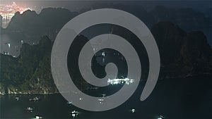 Ha Long Bay, Vietnam, time lapse - Night view of Ha Long Bay