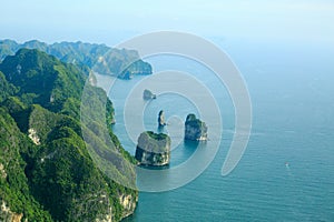 Ha Long Bay view from above, fisher farm in Halong bay