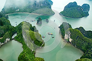 Ha Long Bay view from above, the most beautiful bay on the world