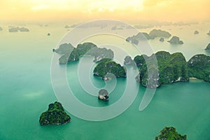 Ha Long Bay view from above, the most beautiful bay on the world